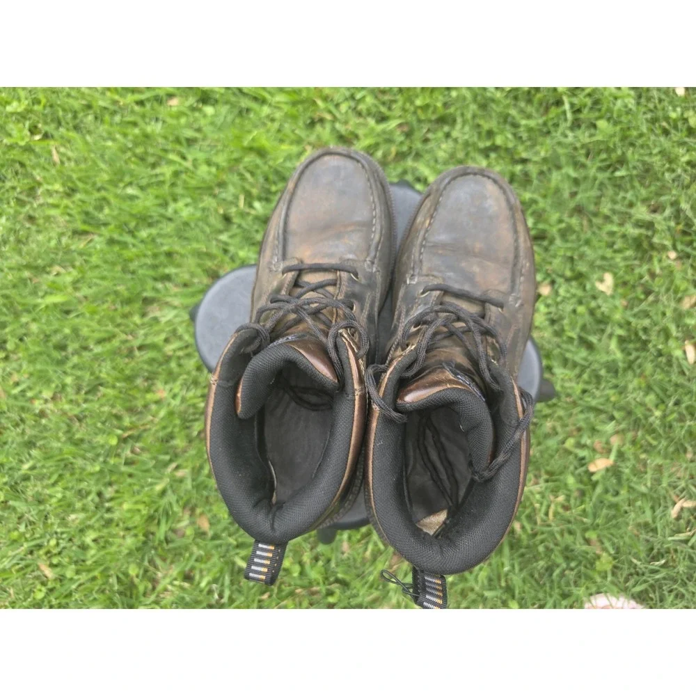 Ariat Rebar Wedge Brown Leather Composite Toe Work Boots Mens Moc Toe Laced